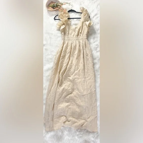 Anthropologie Mare Mare x cream striped maxi dress with pockets size XS - Picture 5 of 7